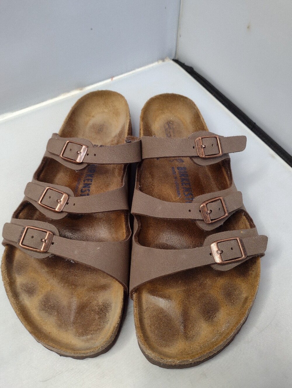 Bikenstock Women's Florida Sandals 3 Straps Size 40 9 Brown Cork Comfort B18